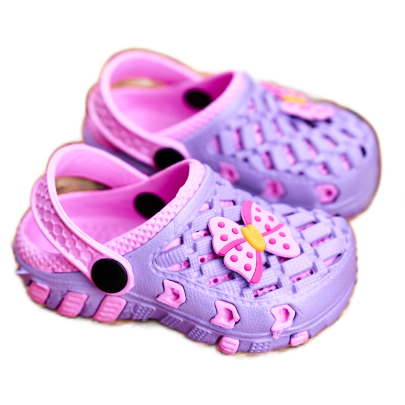 NEWS Chaussons Enfant Foam Crocs Violet Bow Susan rose 1