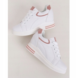 Baskets blanches BY-0370 BLANC/ROSE sur un coin caché 1