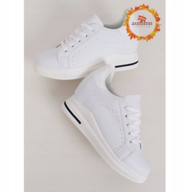Blanc MY-0367 Baskets blanches sur talon compensé caché 2