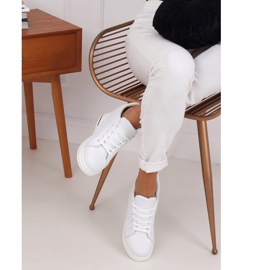 Blanc MY-0367 Baskets blanches sur talon compensé caché 3