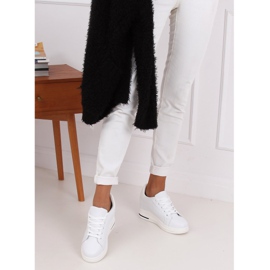 Blanc MY-0367 Baskets blanches sur talon compensé caché 4