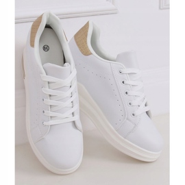 Baskets blanches MY-0367 WHITE / GOLD sur un coin caché d'or 1