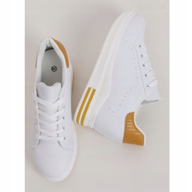 MY-0367 BLANC / JAUNE baskets blanches sur un coin caché 1