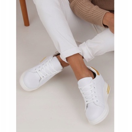 MY-0367 BLANC / JAUNE baskets blanches sur un coin caché 3