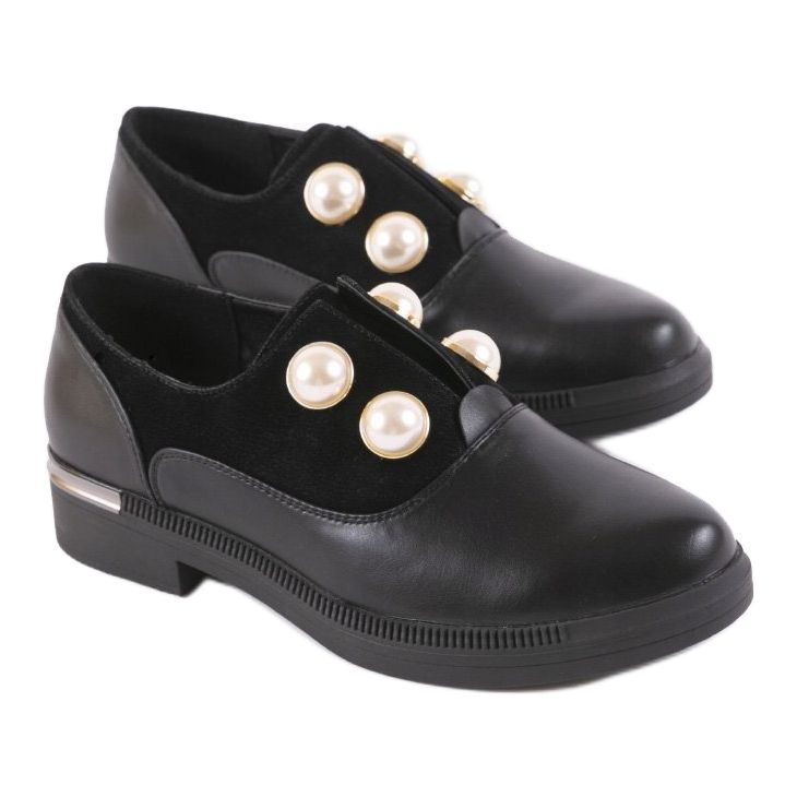 Chaussures noires pour femmes avec perles C17-5987 le noir 1