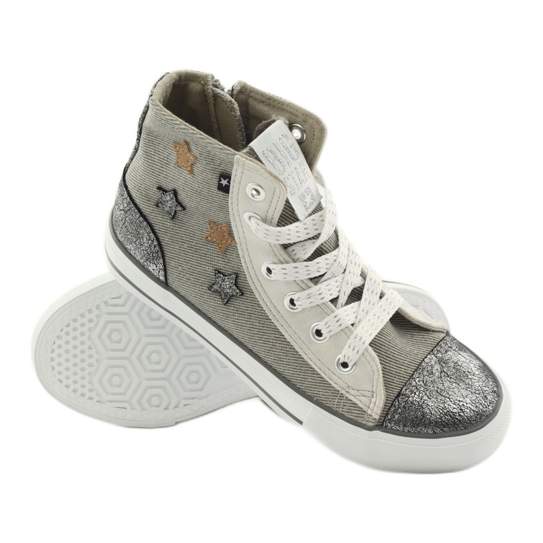 Big star 374068 baskets nouées étoiles brun gris 2