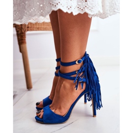 LU BOO Sandales Pour Femmes Sur Un Talon Haut Gladiator Bleu Carnaval 1