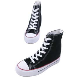 Baskets noires à lacets compensés B706-1 1