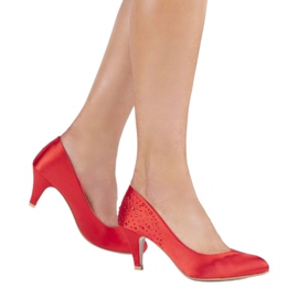 Escarpins rouges sur épingle avec zircone cubique MJ1440 1