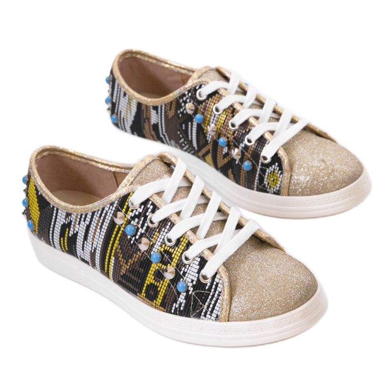 Baskets dorées richement décorées C17-3997 multicolore d'or jaune 1