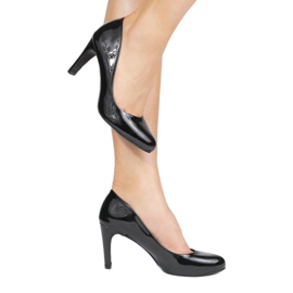 Escarpins en laque noire sur le pilier YS-452 le noir 1