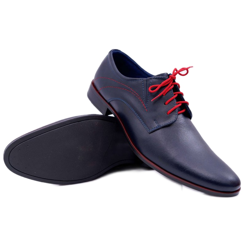 Mario Boschetti Richelieus Homme, Cuir Élégant, Bleu Marine Menelaos rouge 1