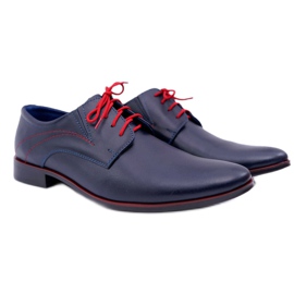 Mario Boschetti Richelieus Homme, Cuir Élégant, Bleu Marine Menelaos rouge 2