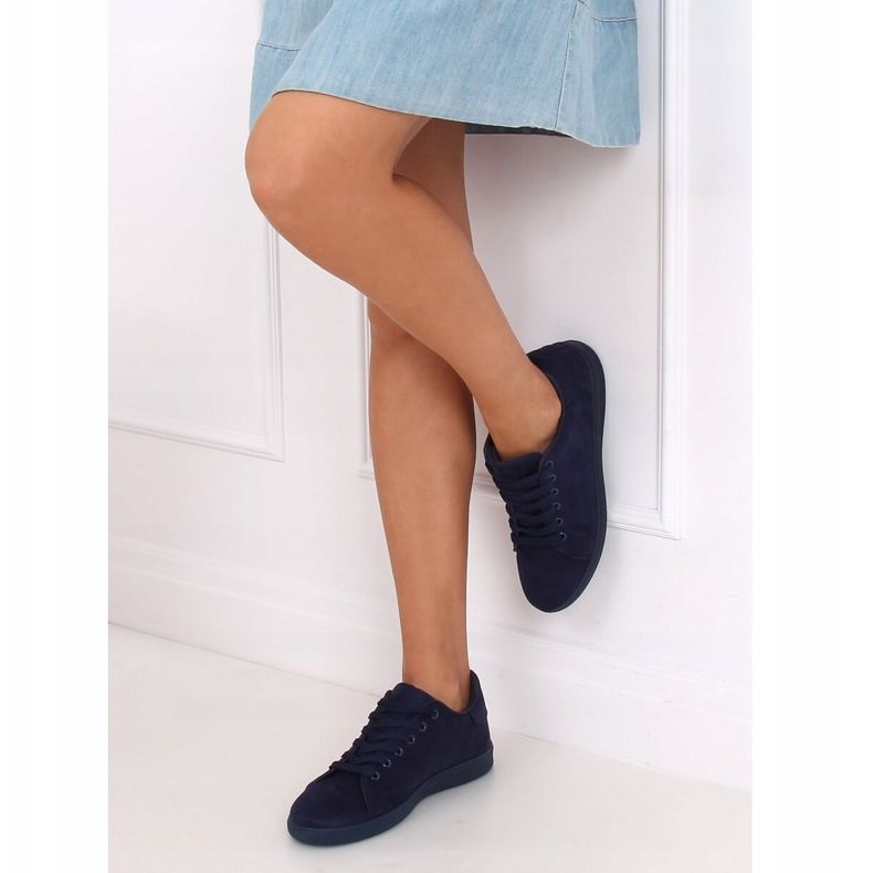 Baskets femme en daim bleu marine 6301 2