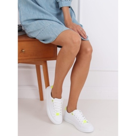 Baskets femme blanches B0-515 BLANC / JAUNE 2
