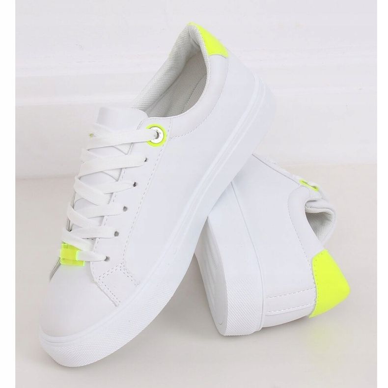 Baskets femme blanches B0-515 BLANC / JAUNE 1