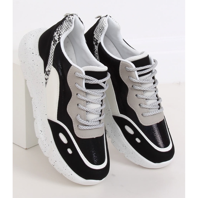 Chaussures de sport noires et blanches LL1771 Noir le noir 2