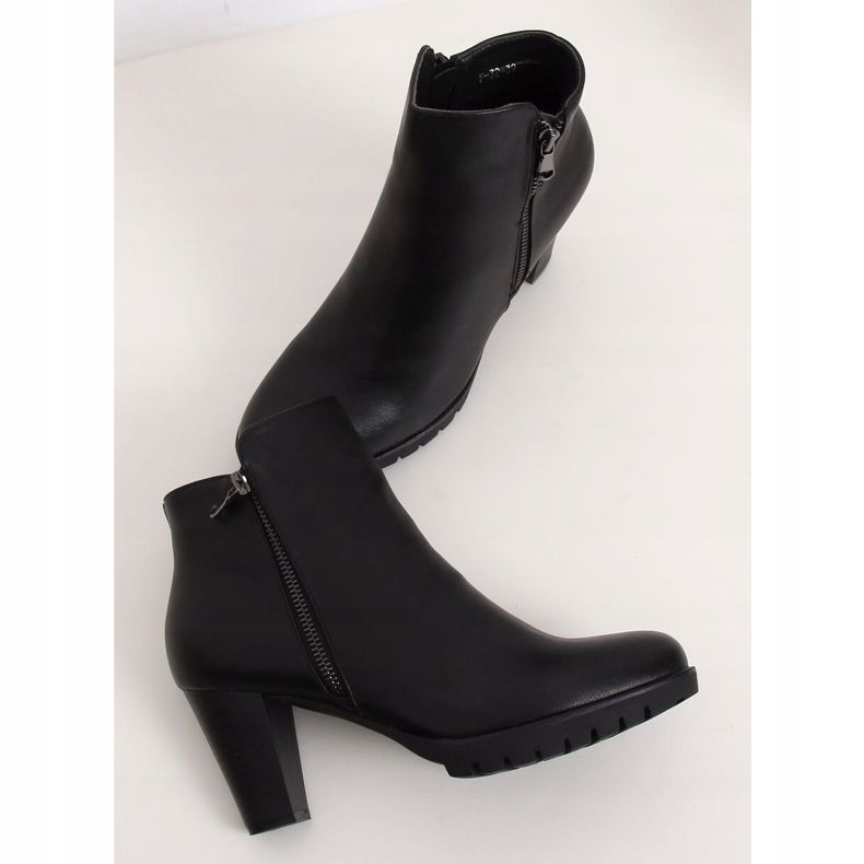 Noir F-32 Bottines noires à talons 1