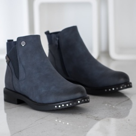 Goodin Bottes en éco-cuir bleu marine bleu 1