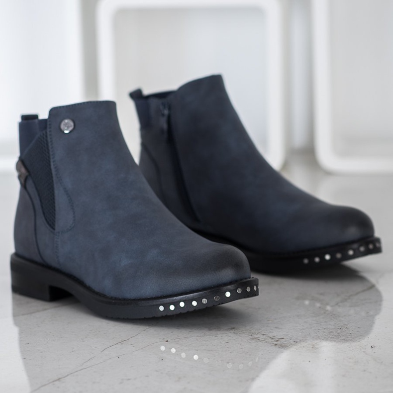 Goodin Bottes en éco-cuir bleu marine bleu 1