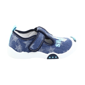 American Club Baskets enfant insert cuir TEN12 bleu marine bleu gris 6
