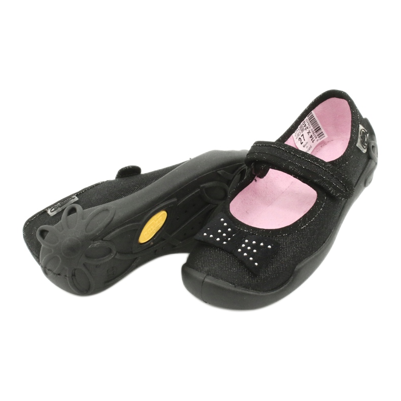 Chaussures enfant Befado, chaussons ballerines 114x240, noires avec nœud le noir 3