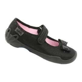 Chaussures enfant Befado, chaussons ballerines 114x240, noires avec nœud le noir 5