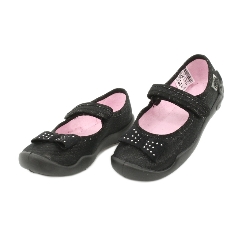 Chaussures enfant Befado, chaussons ballerines 114x240, noires avec nœud le noir 2