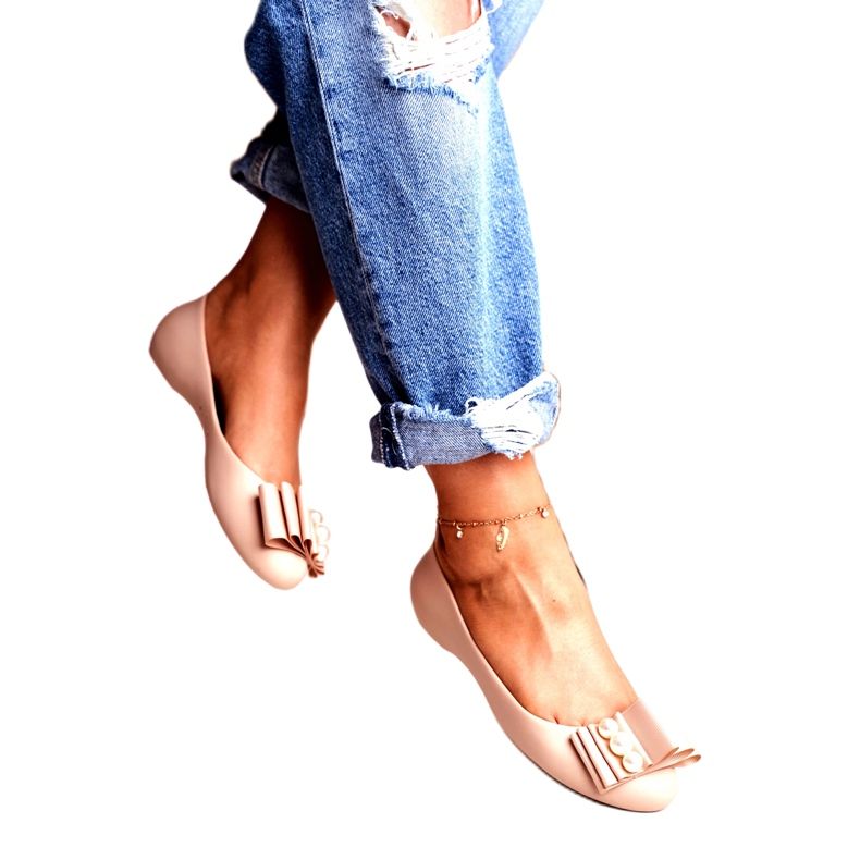 LU BOO Ballerines Caoutchouc Meliski Bows Beige Joleen 1