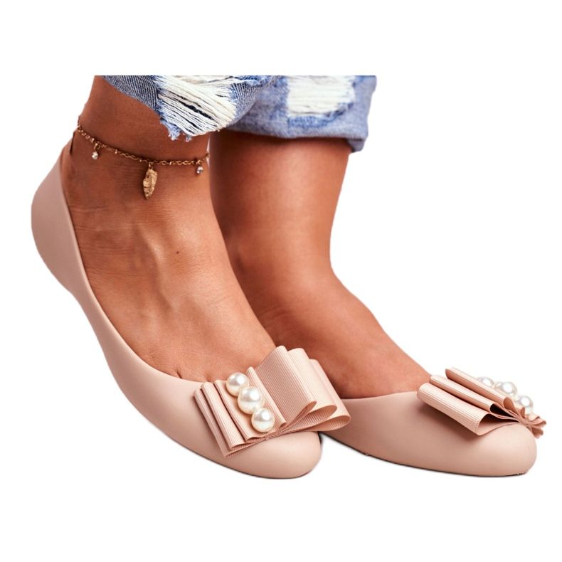 LU BOO Ballerines Caoutchouc Meliski Bows Beige Joleen 3