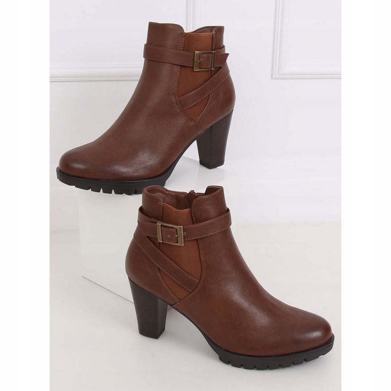 Bottines à talons marron F-33 Camel brun 1