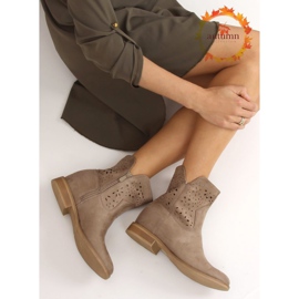 Boots ajourées à talon caché beige CH2008 Beige brun 1