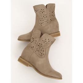 Boots ajourées à talon caché beige CH2008 Beige brun 3