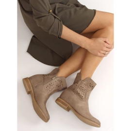 Boots ajourées à talon caché beige CH2008 Beige brun 5