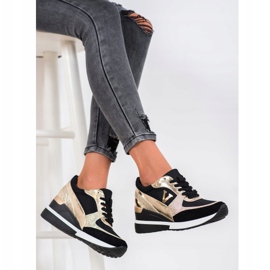 Vinceza Baskets compensées Vincez noir jaune 1