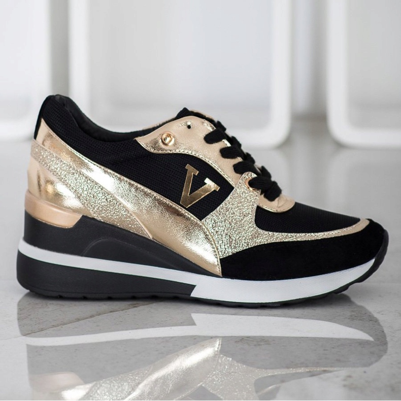 Vinceza Baskets compensées Vincez le noir jaune 2