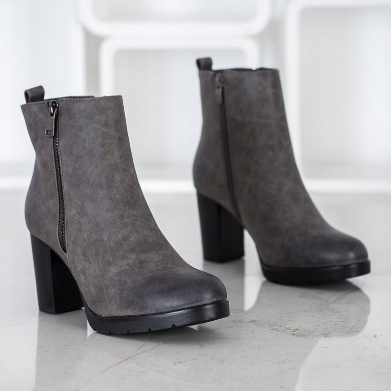 J. Star Bottes en éco-cuir pour femmes gris 1
