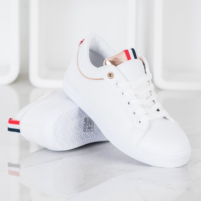 SHELOVET Baskets élégantes en cuir écologique blanc 1