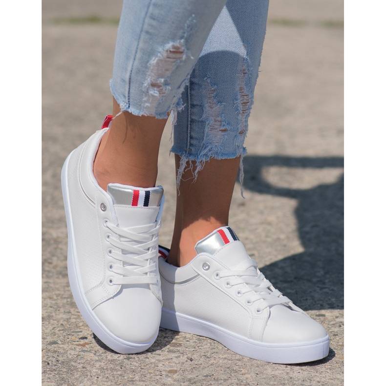 SHELOVET Baskets élégantes en cuir écologique blanc 2