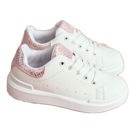 FRROCK Chaussures de sport à lacets Ilonka blanches pour enfants rose 2