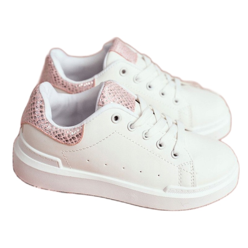 FRROCK Chaussures de sport à lacets Ilonka blanches pour enfants rose 2