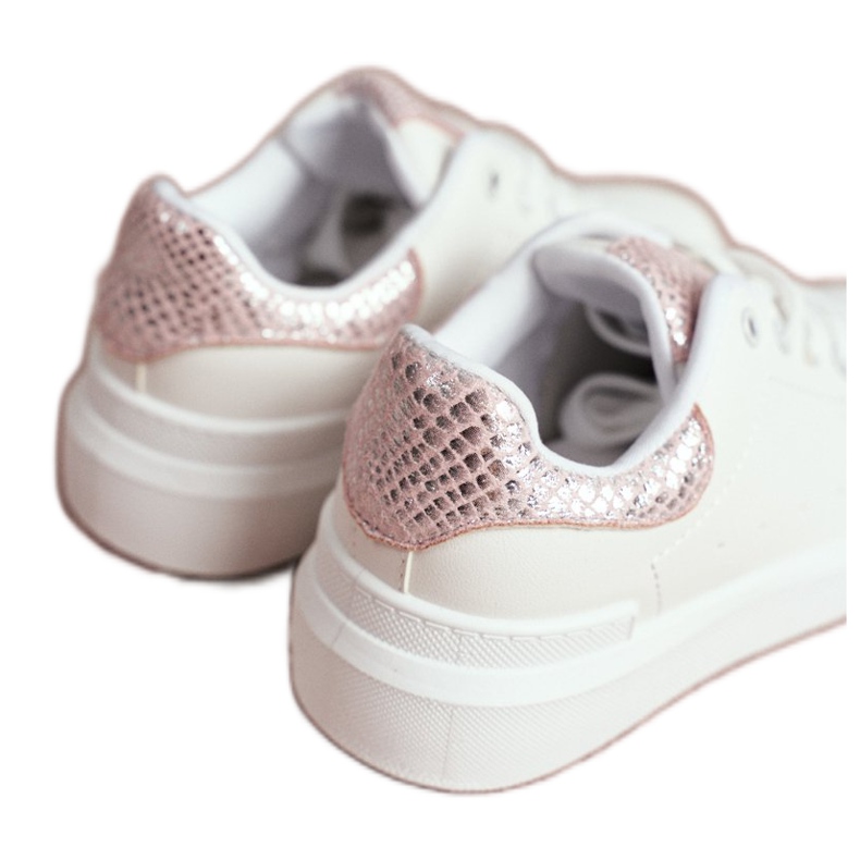 FRROCK Chaussures de sport à lacets Ilonka blanches pour enfants rose 4