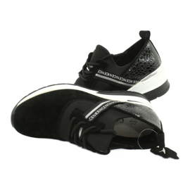 Filippo Chaussures de sport en cuir Slipony DP1388 / 20 BK Nice noir argent 4