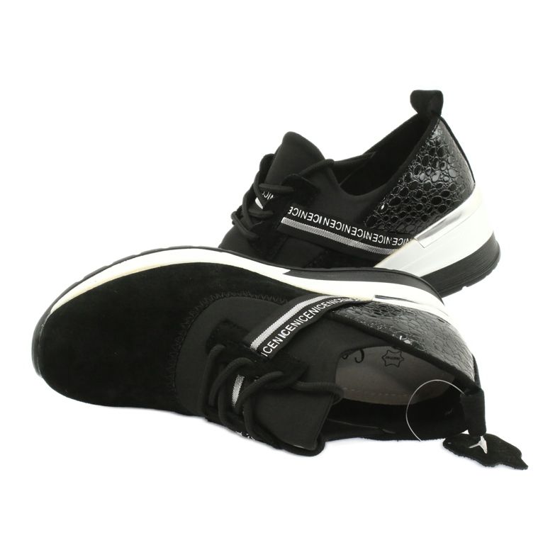 Filippo Chaussures de sport en cuir Slipony DP1388 / 20 BK Nice noir argent 4