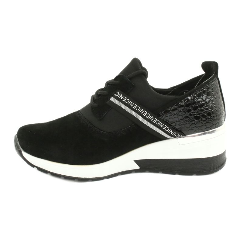 Filippo Chaussures de sport en cuir Slipony DP1388 / 20 BK Nice le noir argent 1