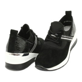 Filippo Chaussures de sport en cuir Slipony DP1388 / 20 BK Nice noir argent 3