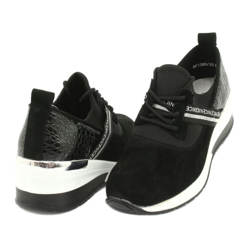 Filippo Chaussures de sport en cuir Slipony DP1388 / 20 BK Nice le noir argent 3