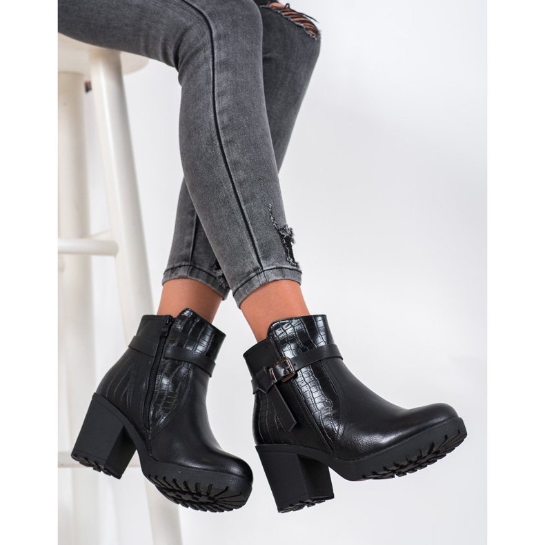 J. Star Bottes confortables sur la plate-forme le noir 1