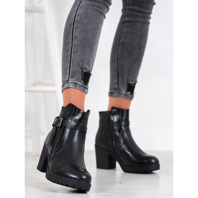 J. Star Bottes confortables sur la plate-forme le noir 2