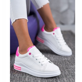 SHELOVET Baskets nouées à la mode blanche rose 1